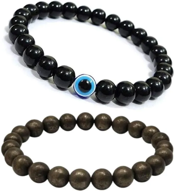 Multiagate_Pyrite,_Evil_Eye_Bracelet_Set_(Pack_of_2)