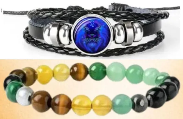 Multiagate_Pyrite,_Green_Aventurine,_Tiger's_Eye,_Citrine,_Clear_Quartz,_Leather_Bracelet_Set_(Pack_of_2)