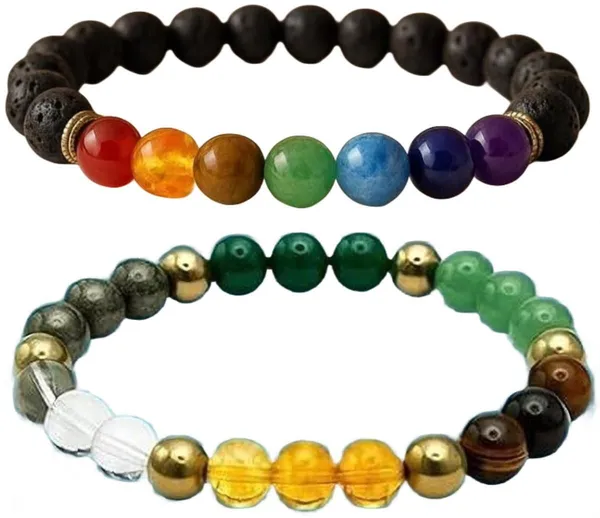 Multiagate_Pyrite,_Stone,_Green_Aventurine,_Amethyst,_Tiger's_Eye,_Lava,_7_Chakra,_Green_Jade_Bracelet_Set_(Pack_of_2)