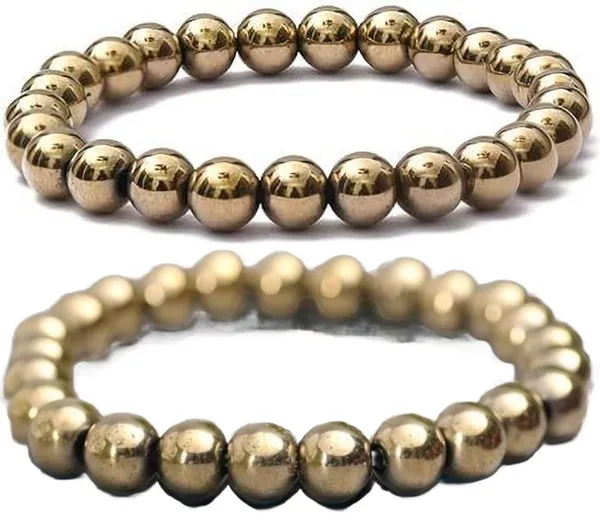 Multiagate_Pyrite,_Golden_Pyrite_Bracelet_Set_(Pack_of_2)