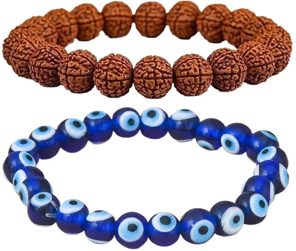 Multiagate_Rudraksha,_Evil_Eye_Bracelet_Set_(Pack_of_2)
