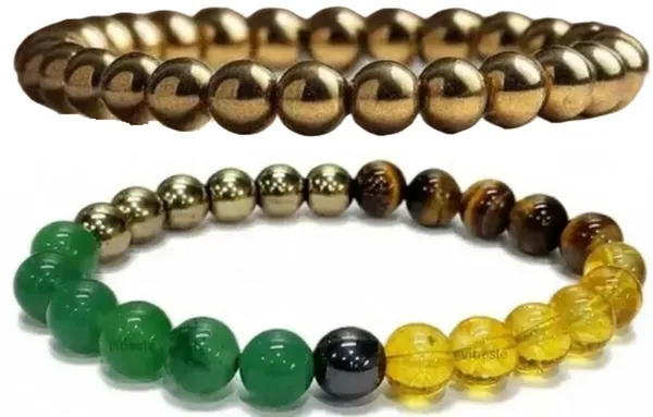 Multiagate_Stone,_Green_Aventurine,_Crystal,_Golden_Pyrite,_Tiger's_Eye,_Citrine_Bracelet_Set_(Pack_of_2)