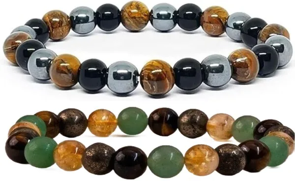 Multiagate_Stone,_Crystal,_Tiger's_Eye,_Black_Obsidian_Bracelet_Set_(Pack_of_2)