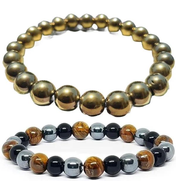 Multiagate_Golden_Pyrite,_Crystal,_Tiger's_Eye,_Black_Obsidian_Bracelet_Set_(Pack_of_2)