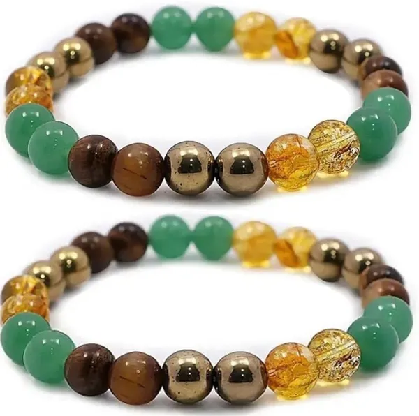 Multiagate_Pyrite,_Green_Aventurine,_Citrine_+_Golden,_Golden_Pyrite,_Crystal,_Tiger's_Eye_Bracelet_Set_(Pack_of_2)