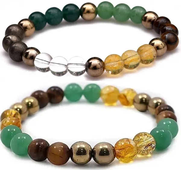Multiagate_Pyrite,_Green_Aventurine,_Citrine_+_Golden,_Crystal,_Golden_Pyrite,_Tiger's_Eye,_Citrine_Bracelet_Set_(Pack_of_2)