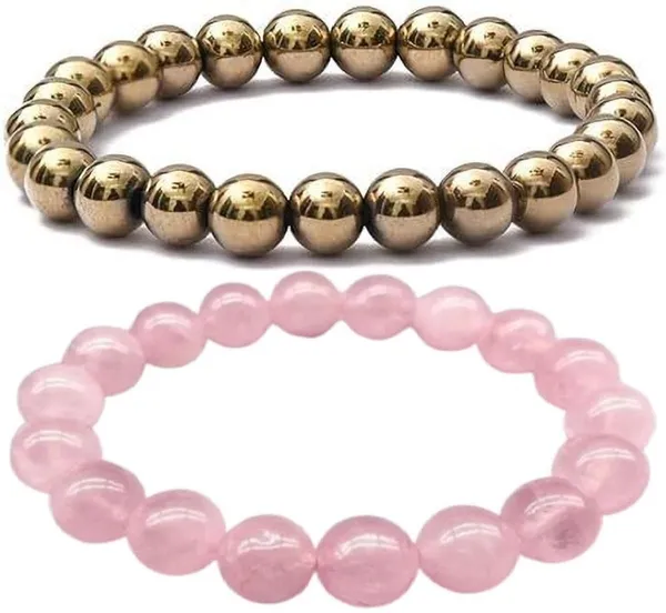 Multiagate_Rose_Quartz,_Golden_Pyrite_Bracelet_Set_(Pack_of_2)