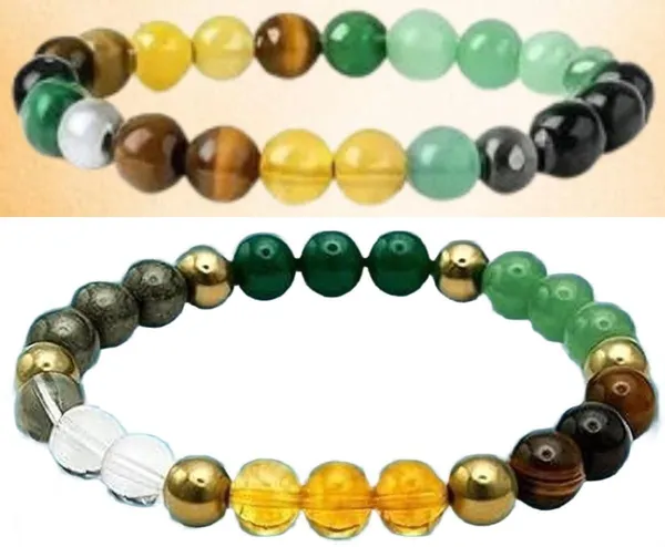 Multiagate_Pyrite,_Stone,_Green_Aventurine,_Tiger's_Eye,_Citrine,_Clear_Quartz_Bracelet_Set_(Pack_of_2)