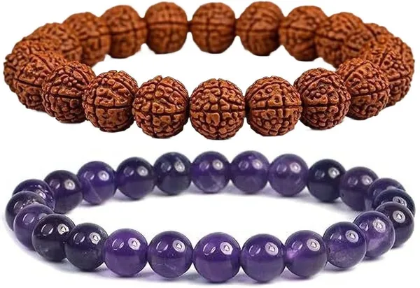 Multiagate_Amethyst,_Rudraksha_Bracelet_Set_(Pack_of_2)