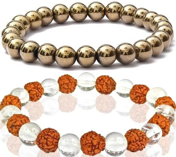 Multiagate_Golden_Pyrite,_Rudraksha,_Clear_Quartz_Bracelet_Set_(Pack_of_2)