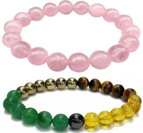 Multiagate_Stone,_Rose_Quartz,_Green_Aventurine,_Golden_Pyrite,_Tiger's_Eye,_Citrine_Bracelet_Set_(Pack_of_2)