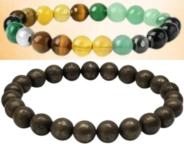 Multiagate_Pyrite,_Green_Aventurine,_Tiger's_Eye,_Citrine,_Clear_Quartz_Bracelet_Set_(Pack_of_2)