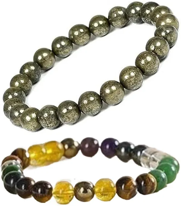 Multiagate_Pyrite,_Hematite,_Green_Aventurine,_Amethyst,_Crystal,_Tiger's_Eye,_Citrine_Bracelet_Set_(Pack_of_2)