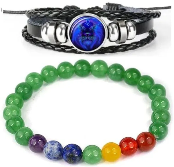 Multiagate_Lapiz_Lazuli,_Green_Aventurine,_Amethyst,_Lava,_7_Chakra,_Clear_Quartz,_Leather,_Green_Jade_Bracelet_Set_(Pack_of_2)