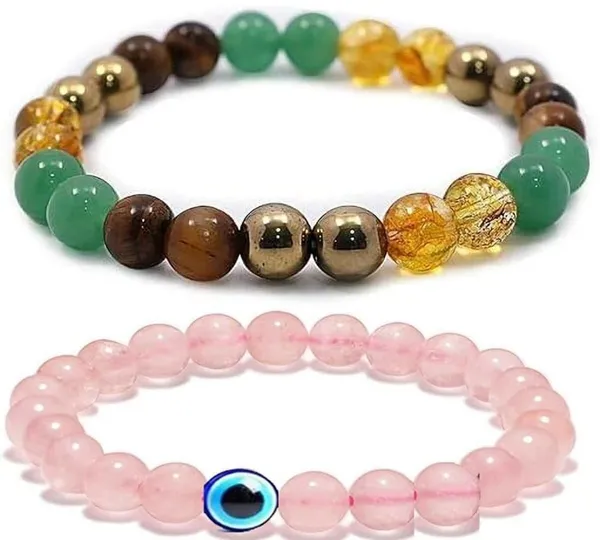 Multiagate_Green_Aventurine,_Golden_Pyrite,_Crystal,_Tiger's_Eye,_Citrine_Bracelet_Set_(Pack_of_2)