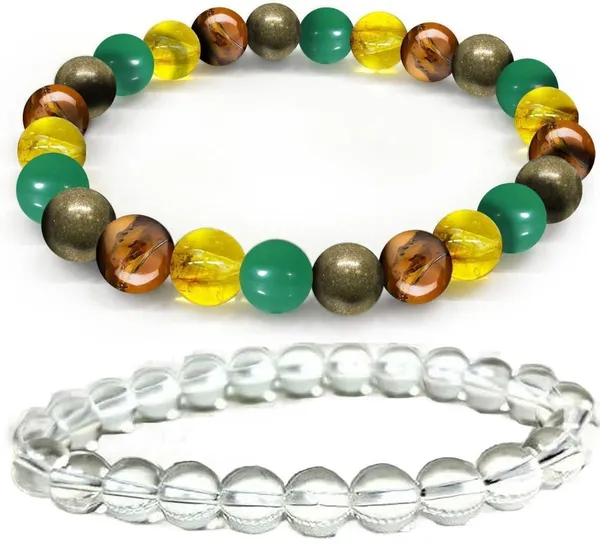 Multiagate_Pyrite,_Stone,_Green_Aventurine,_Crystal,_Tiger's_Eye,_Citrine,_Clear_Quartz_Bracelet_Set_(Pack_of_2)