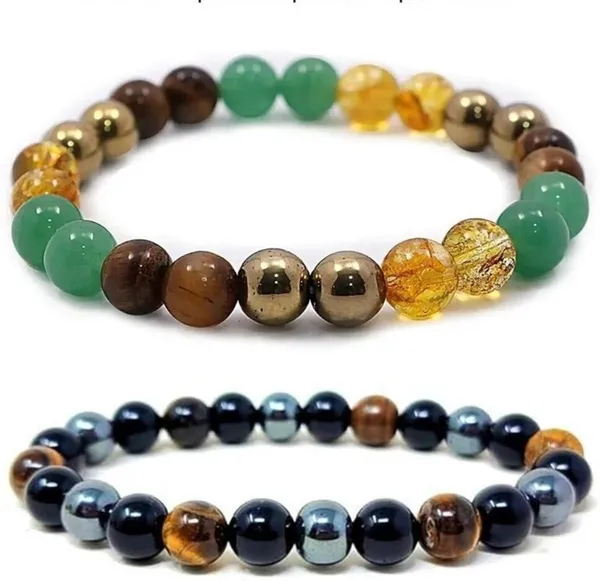Multiagate_Pyrite,_Stone,_Green_Aventurine,_Golden_Pyrite,_Tiger's_Eye,_Citrine,_Black_Obsidian_Bracelet_Set_(Pack_of_2)