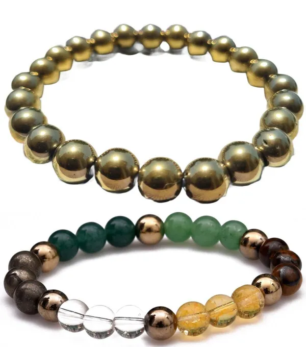 Multiagate_Pyrite,_Green_Aventurine,_Golden_Pyrite,_Crystal,_Tiger's_Eye,_Citrine_Bracelet_Set_(Pack_of_2)