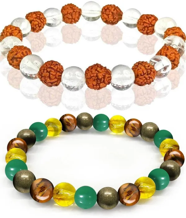 Multiagate_Pyrite,_Green_Aventurine,_Tiger's_Eye,_Rudraksha,_Citrine,_Clear_Quartz_Bracelet_Set_(Pack_of_2)