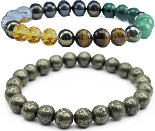 Multiagate_Pyrite,_Stone_Bracelet_Set_(Pack_of_2)