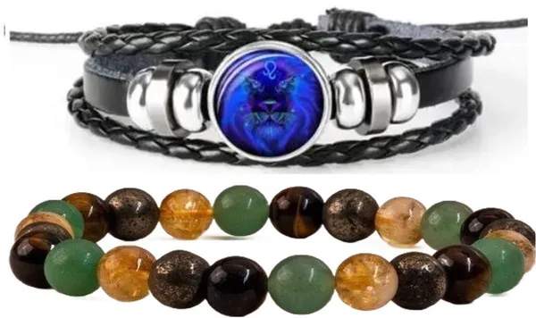 Multiagate_Stone,_Leather_Bracelet_Set_(Pack_of_2)