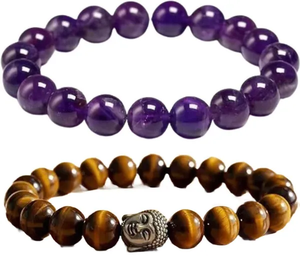 Multiagate_Amethyst,_Tiger's_Eye_Bracelet_Set_(Pack_of_2)