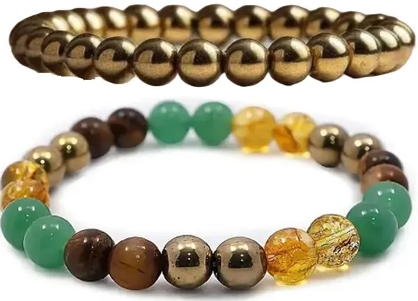 Multiagate_Pyrite,_Green_Aventurine,_Citrine_+_Golden,_Crystal,_Golden_Pyrite,_Tiger's_Eye_Bracelet_Set_(Pack_of_2)