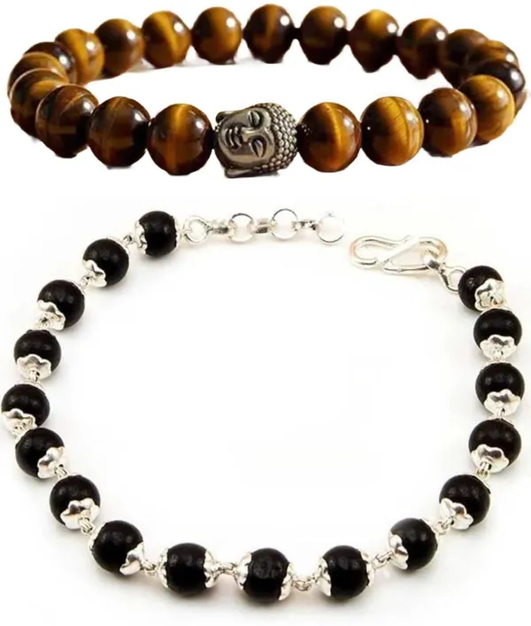 Multiagate_Wood,_Tiger's_Eye,_Alloy_Bracelet_Set_(Pack_of_2)
