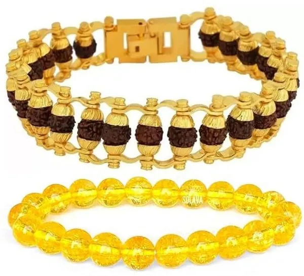 Multiagate_Stone,_Crystal,_Rudraksha,_Citrine_Bracelet_Set_(Pack_of_2)