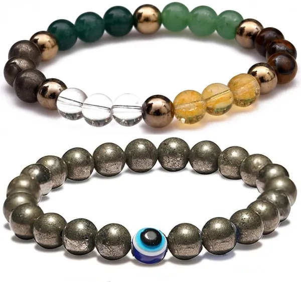 Multiagate_Pyrite,_Stone,_Green_Aventurine,_Crystal,_Tiger's_Eye,_Citrine_Bracelet_Set_(Pack_of_2)
