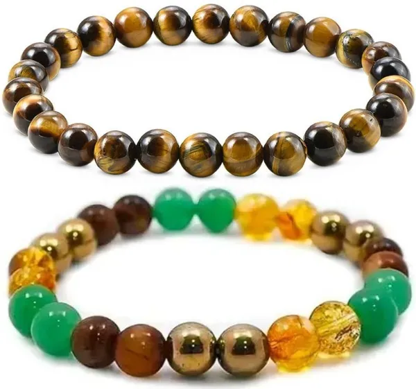 Multiagate_Pyrite,_Green_Aventurine,_Crystal,_Tiger's_Eye,_Citrine_Bracelet_Set_(Pack_of_2)