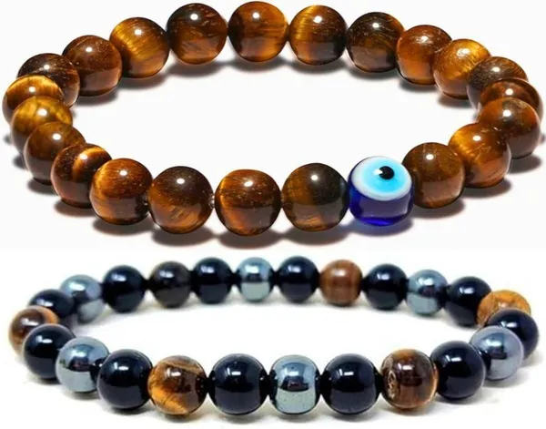 Multiagate_Stone,_Tiger's_Eye,_Black_Obsidian_Bracelet_Set_(Pack_of_2)