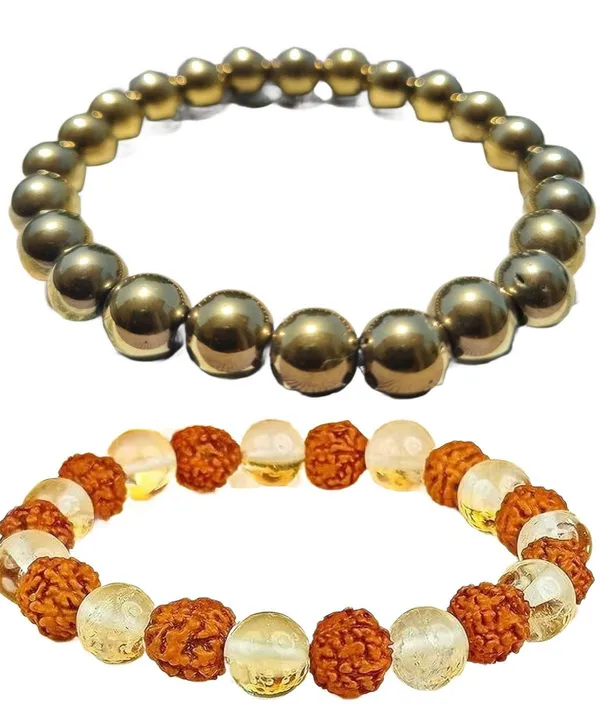 Multiagate_Golden_Pyrite,_Crystal,_Rudraksha,_Clear_Quartz_Bracelet_Set_(Pack_of_2)