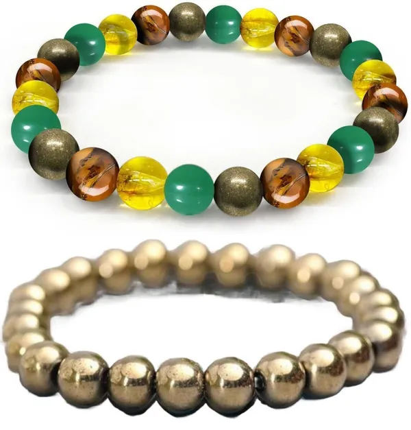 Multiagate_Pyrite,_Green_Aventurine,_Tiger's_Eye,_Citrine_Bracelet_Set_(Pack_of_2)