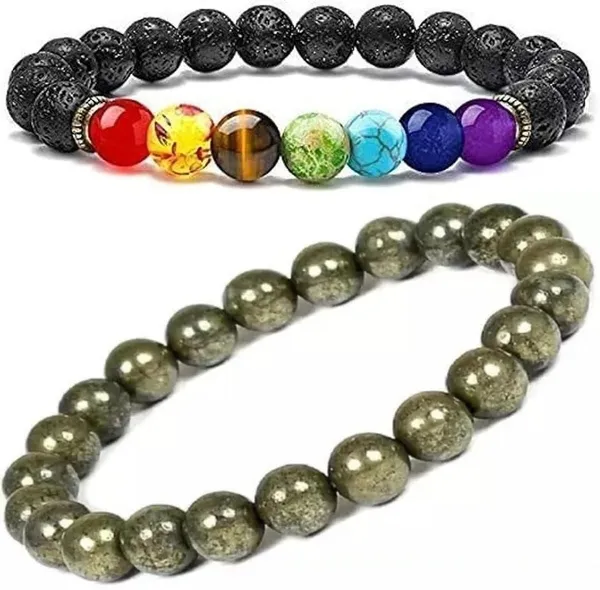 Multiagate_Pyrite,_Stone,_Rose_Quartz,_Amethyst,_Crystal,_Tiger's_Eye,_Lava,_7_Chakra,_Clear_Quartz_Bracelet_Set_(Pack_of_2)