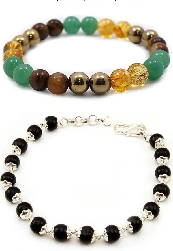 Multiagate_Pyrite,_Wood,_Green_Aventurine,_Golden_Pyrite,_Tiger's_Eye,_Citrine,_Alloy_Bracelet_Set_(Pack_of_2)