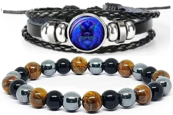 Multiagate_Crystal,_Tiger's_Eye,_Leather,_Black_Obsidian_Bracelet_Set_(Pack_of_2)