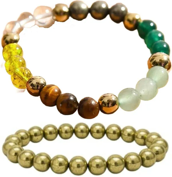 Multiagate_Stone,_Golden_Pyrite_Bracelet_Set_(Pack_of_2)