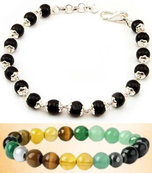 Multiagate_Pyrite,_Wood,_Green_Aventurine,_Tiger's_Eye,_Citrine,_Alloy,_Clear_Quartz_Bracelet_Set_(Pack_of_2)