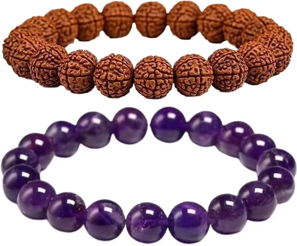 Multiagate_Amethyst,_Rudraksha_Bracelet_Set_(Pack_of_2)