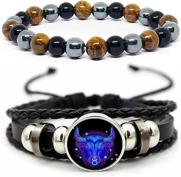 Multiagate_Crystal,_Tiger's_Eye,_Leather,_Black_Obsidian_Bracelet_Set_(Pack_of_2)