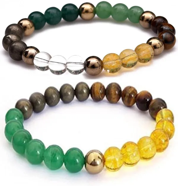 Multiagate_Pyrite,_Green_Aventurine,_Crystal,_Tiger's_Eye,_Citrine_Bracelet_Set_(Pack_of_2)