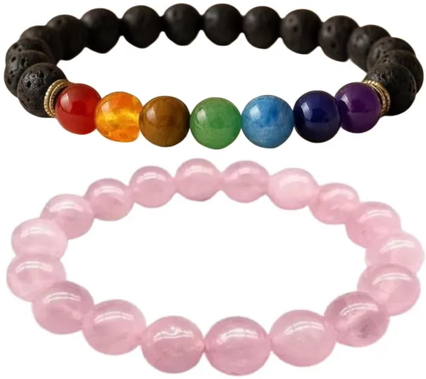 Multiagate_Pyrite,_Stone,_Rose_Quartz,_Green_Aventurine,_Amethyst,_Tiger's_Eye,_Lava,_7_Chakra,_Green_Jade_Bracelet_Set_(Pack_of_2)