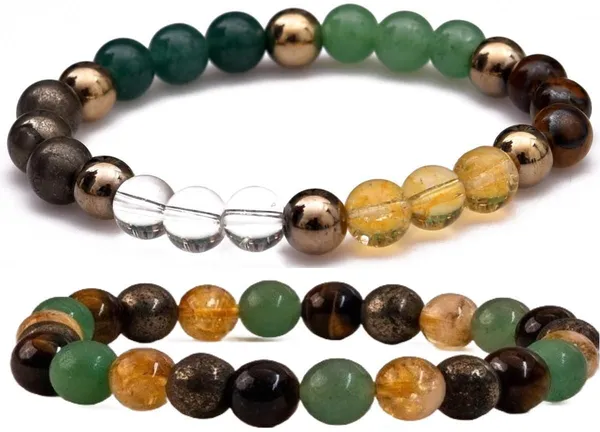 Multiagate_Pyrite,_Stone,_Green_Aventurine,_Crystal,_Tiger's_Eye,_Citrine_Bracelet_Set_(Pack_of_2)