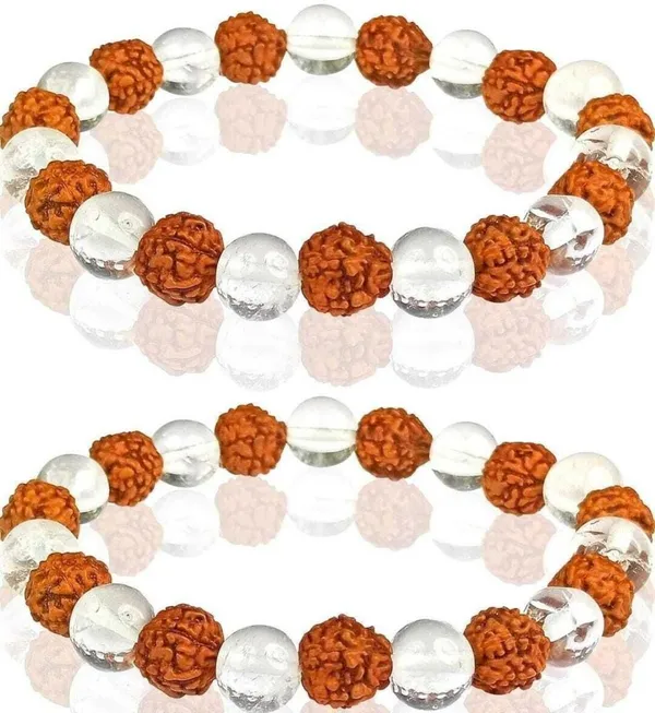Multiagate_Rudraksha,_Clear_Quartz_Bracelet_Set_(Pack_of_2)
