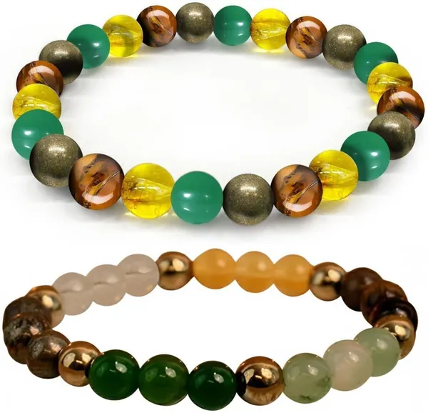 Multiagate_Pyrite,_Stone,_Green_Aventurine,_Tiger's_Eye,_Citrine_Bracelet_Set_(Pack_of_2)