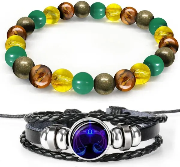 Multiagate_Pyrite,_Green_Aventurine,_Tiger's_Eye,_Citrine,_Leather_Bracelet_Set_(Pack_of_2)