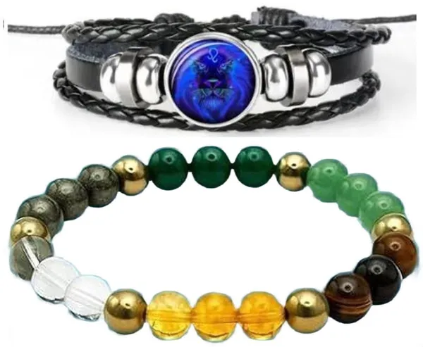 Multiagate_Stone,_Leather_Bracelet_Set_(Pack_of_2)