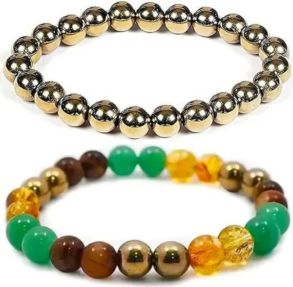 Multiagate_Pyrite,_Stone,_Green_Aventurine,_Tiger's_Eye,_Citrine_Bracelet_Set_(Pack_of_2)