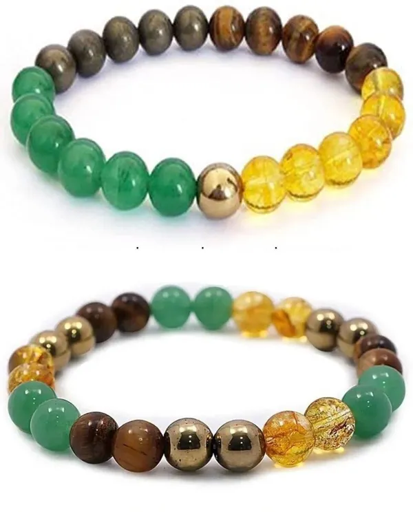 Multiagate_Pyrite,_Green_Aventurine,_Crystal,_Golden_Pyrite,_Tiger's_Eye,_Citrine_Bracelet_Set_(Pack_of_2)